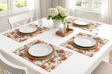 Сет за хранене 4 бр подложки "Червени ябълки"