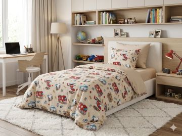 Детски спален комплект Транспорт - Мека нежност за сладки сънища!