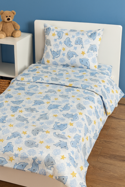 Детски спален комплект с делфини, 10 части - за сладки сънища на вашето мъниче! 🐬💤