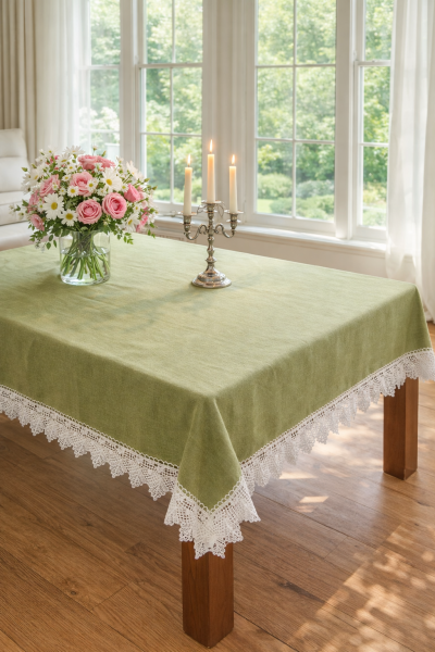 Ретро- Покривка за маса с дантела 