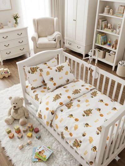 Детски спален комплект Малки пчелички - Мека нежност за сладки сънища!- 10 бр в пакет